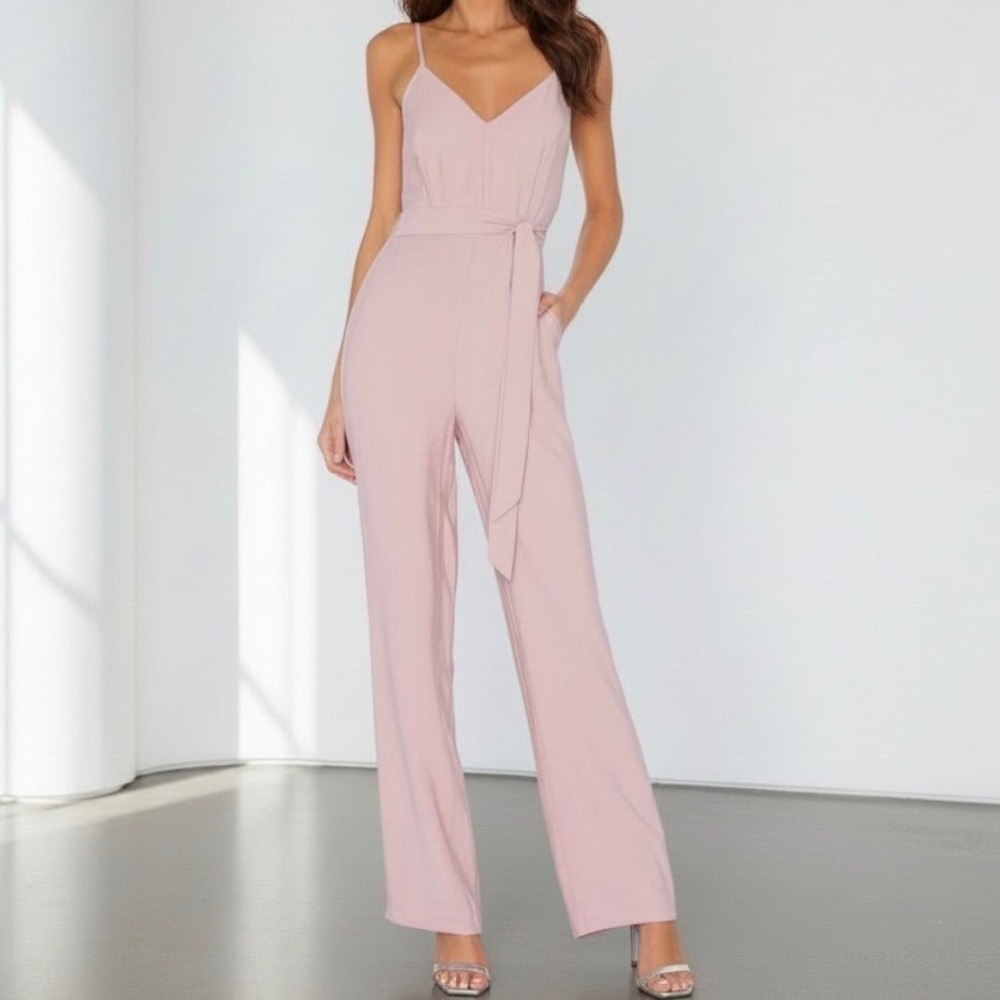 Lovers + Friends‎ Jumpsuit Jenny Wide Leg Dress Jumpsuit Pink Mauve size Medium